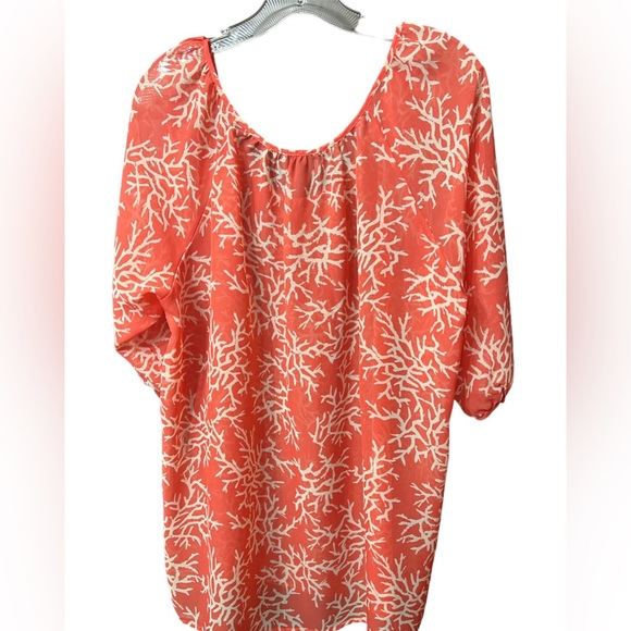 Daisy Fuentes Coral Reef Blouse Top Semi-Sheer size XL pink - Picture 2 of 6